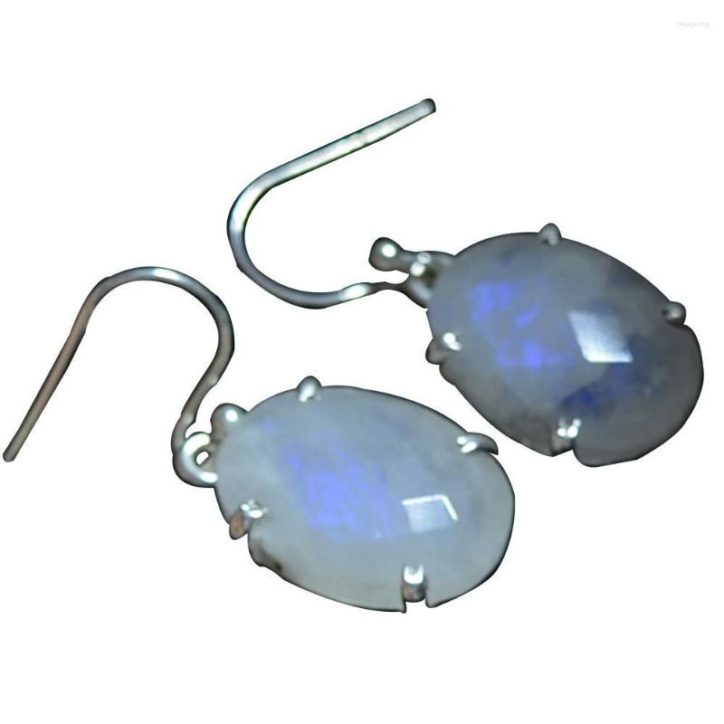 

Dangle Earrings Genuine Blue Fire Moonstone 925 Sterling Silver 32.4 Mm AE2615