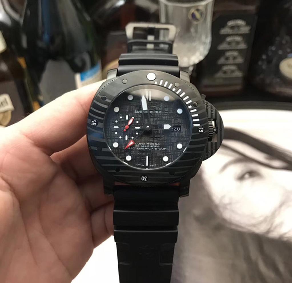 

Mens Watch Luxury Mechanical Luminous Wristwatches Black Silicone Strap Fashion SUBMERSIBLE LUNA LUXURY 47MM Wristwatches2913781