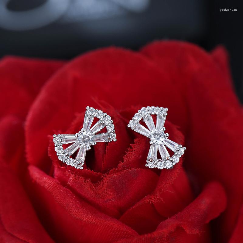 

Stud Earrings Ladies Small Fresh Temperament Sweet Bow High-Quality ZIRCON Sent Friends Birthday Party Daily Wear Fashion