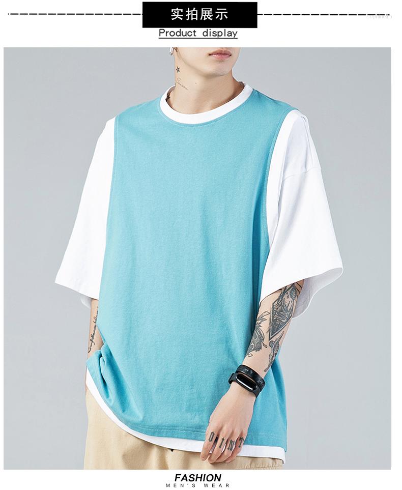 

Men's T Shirts M5203 Short-sleeved T-shirt Men's Summer Tide Brand Cotton Five-point Shirt Loose Bottoming, Black