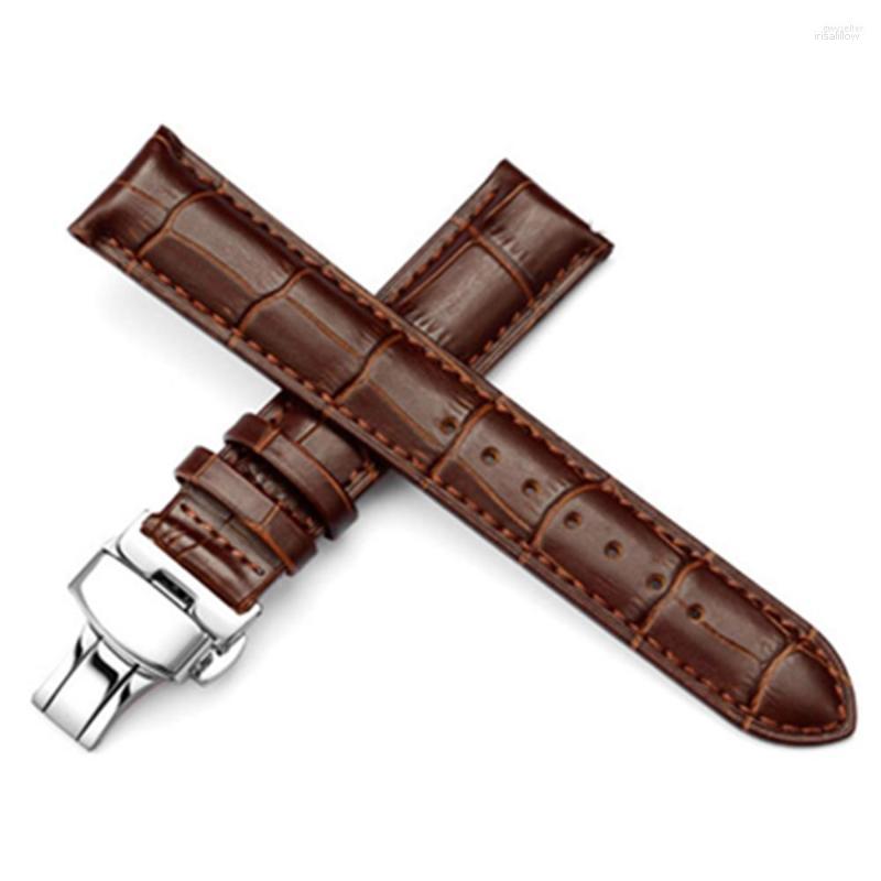 

Watch Bands 16 18 19 20 21 22 24 Mm Genuine Leather Watchband With Butterfly Buckle Strap Bracelet Spring Bar