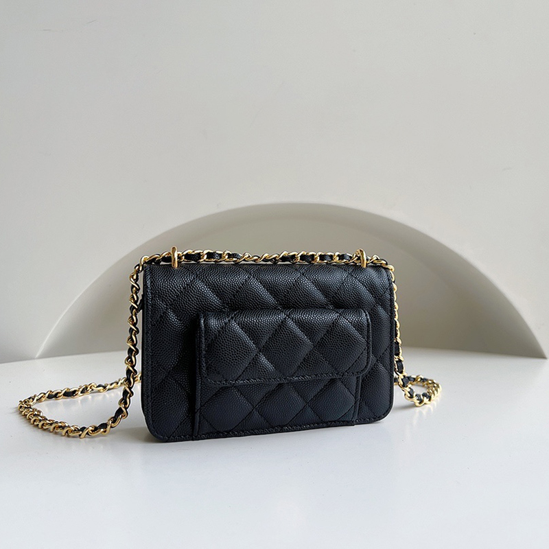 

Designer 22 Mini Chain Bag Caviar Calfskin Underarm Bag 15.2cm Luxury Flap Bag High Imitation Shoulder Bag With Box ZC093