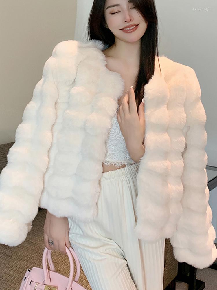 

Women's Fur Women's Fashion Faux Coat Super Autumn Winter Women Short Thick Fluffy Jacket High Quality Ladies Furry Coats, Black