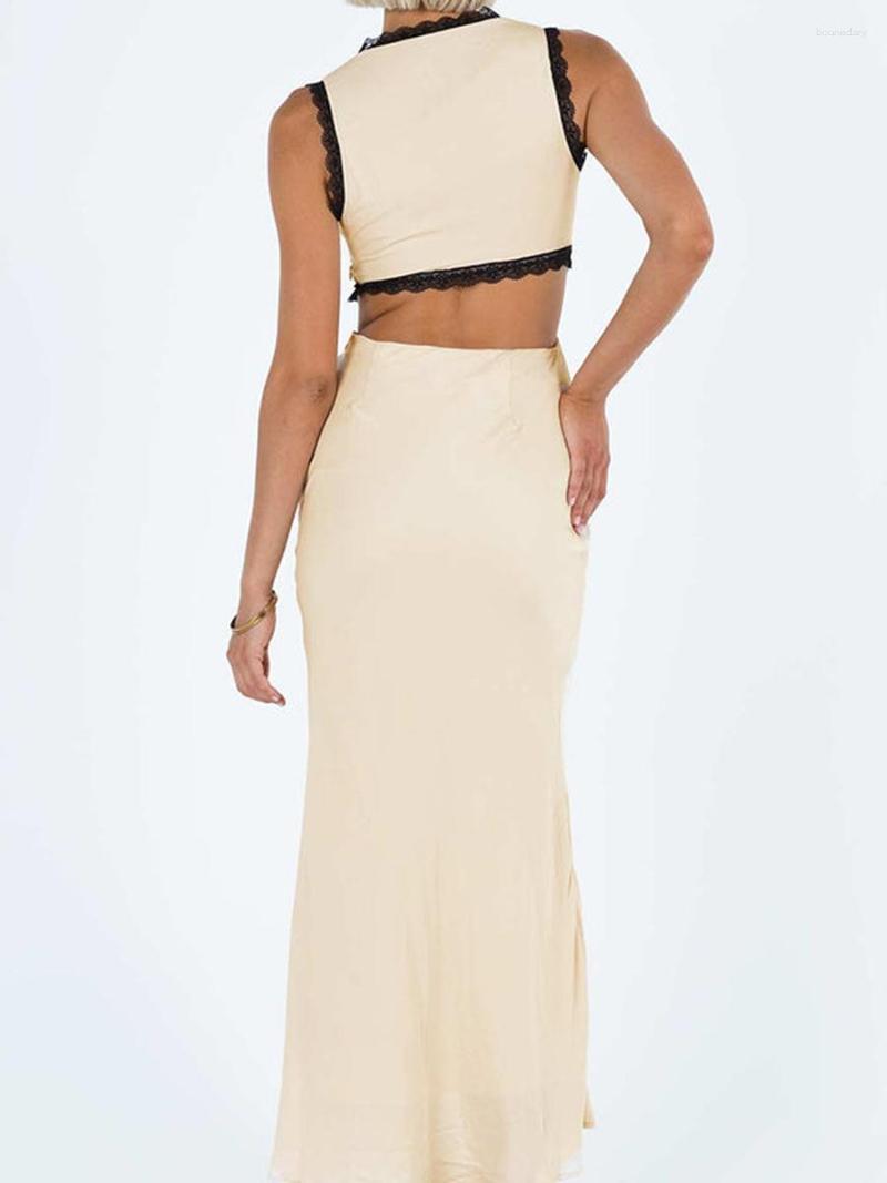 

Two Piece Dress Womens Summer Sexy 2 Pieces Outfits Colorful Floral Sleeveless Bandeau Tops And Casual Elastic Long Skirt Set Clubwear, F-milky white