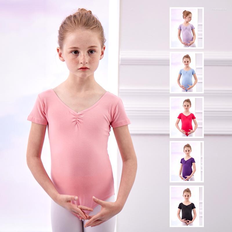 

Stage Wear Toddler Ballet Leotards Girls Short Sleeve Leotard Gymnastics Kids Cotton Dance Children Ballerina Clothing, Pink long