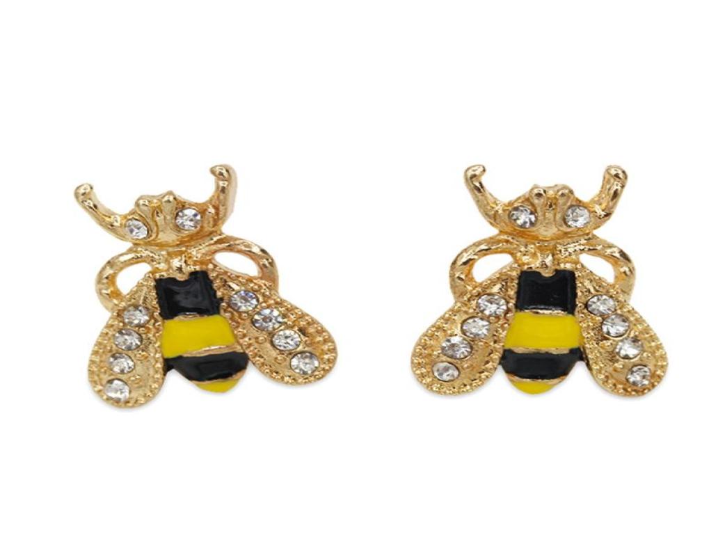 

Fashion Sweet Colorful Glaze Dripping Oil Diamond Bee Earrings Rhinestone Stud Earrings for Woman Girls5889640, High carbon diamond-white gold