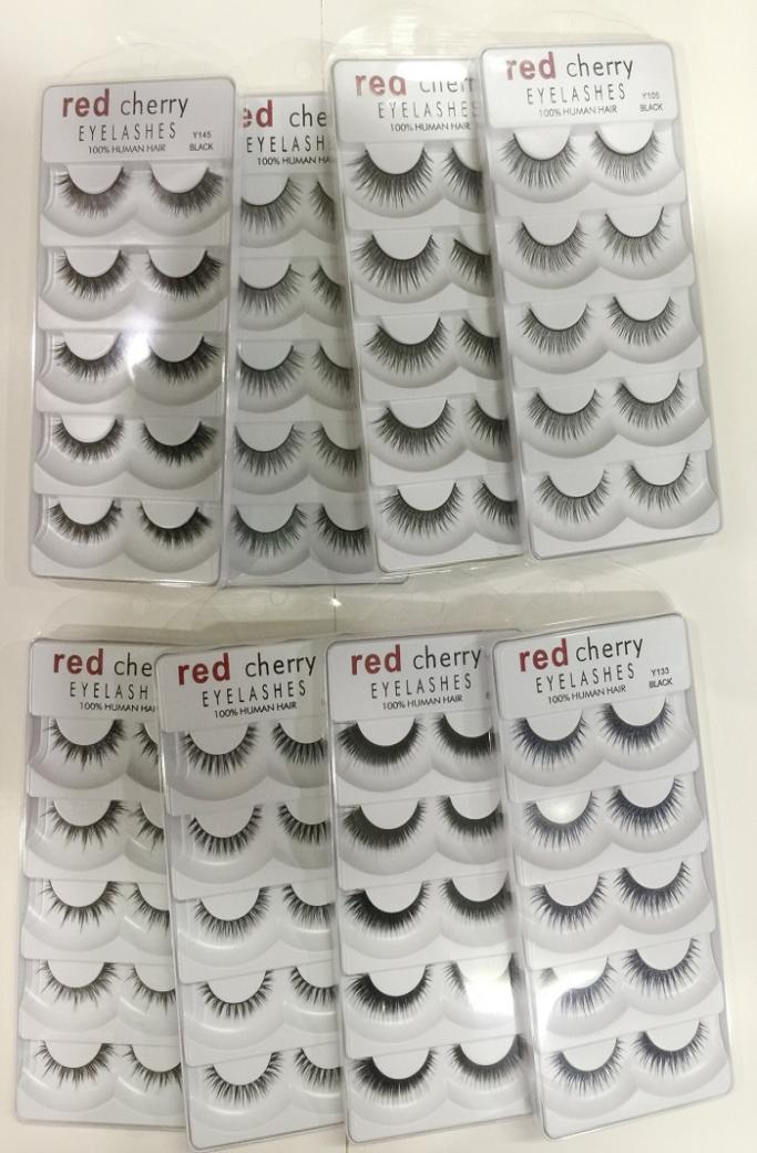 

50 lots RED CHERRY False Eyelashes Natural Long Eye Lashes Extension Makeup Professional Faux Eyelash Winged Fake Lashes Wispies y2615554
