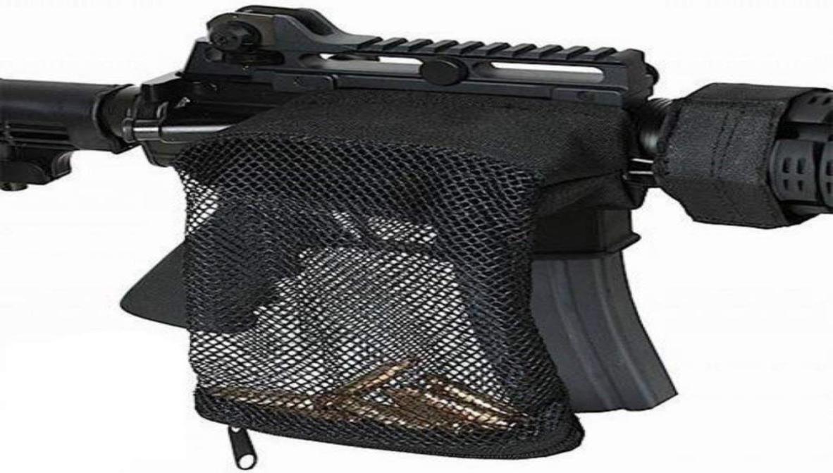 

Tactical Hunting Brass Catcher Nylon Mesh Shell Collector Net bag with Zippered Bottom for Painball Quick Unload9913369, Black