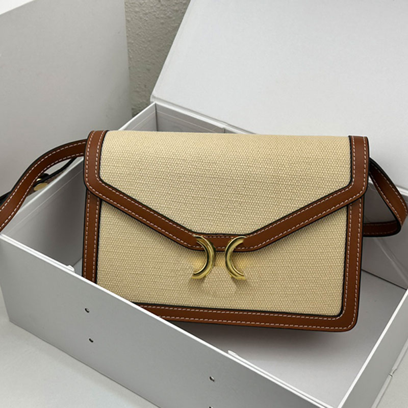 

Envelope Crossbody Bag Woc Flap Shoulder Bags Women Handbags Purse Cowhide Leather Interior Compartment Pocket Removable Strap Golden Hardware 22cm