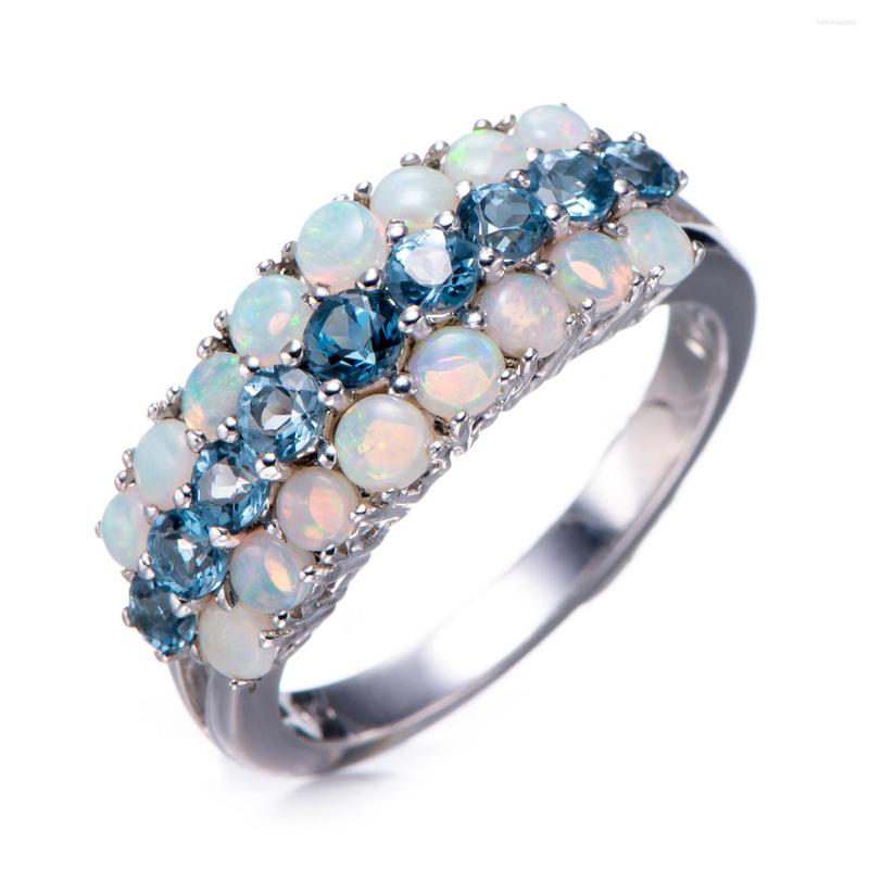 

Cluster Rings Opal And Topaz Rhodium Over Sterling Silver Ring