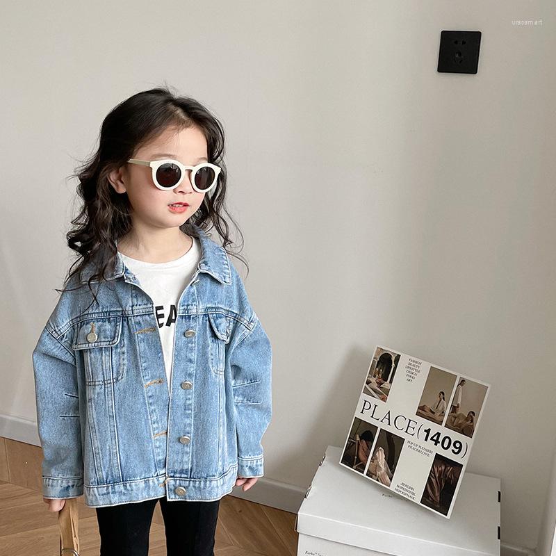 

Jackets 2023 Autumn Children's Jacket Girls Denim Soft Washed Cotton Kids Casual Coats Toddler Boys Outerwear, Blue