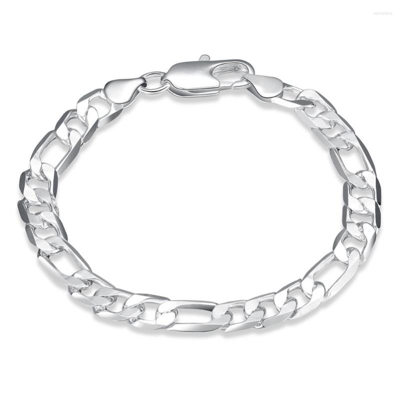 

Link Bracelets Wholesale Plated Silver Bracelet Fashion Jewelry 8mm KDH200