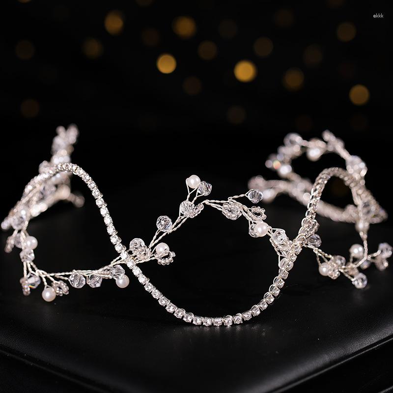 

Hair Clips Handmade Baroque Pearl Crystal Crowns Tiaras For Women Bridal Princess Hairbands Wedding Engagement Accessories