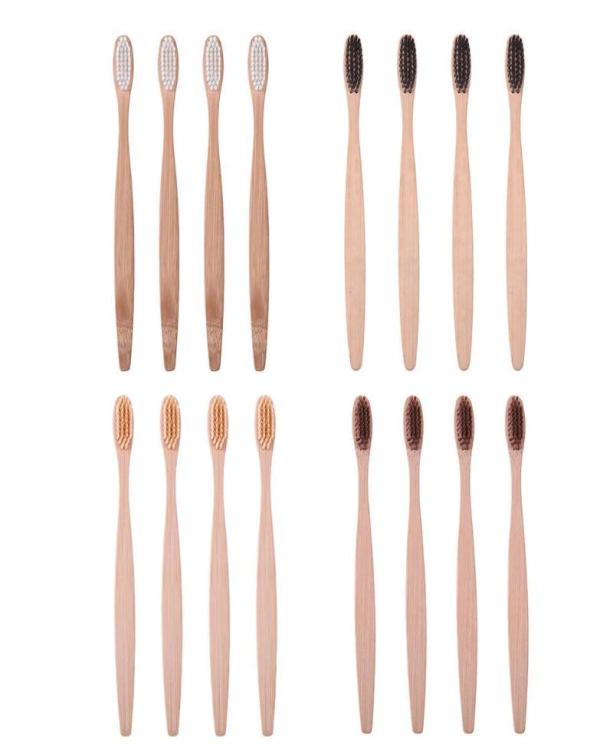 

Bamboo Handle toothbrush ecofriendly soft bristle dental brush adult medium Cleaning oral care wooden tooth brush 4 Colors2161441