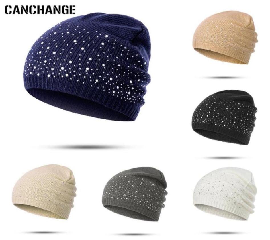 

Fashion Starry Sky Winter Beanie Hats Women Soft Knitting Skullies Beanies Hat Women Rhinestone Cotton Hat Hedging Cap gorras3393100