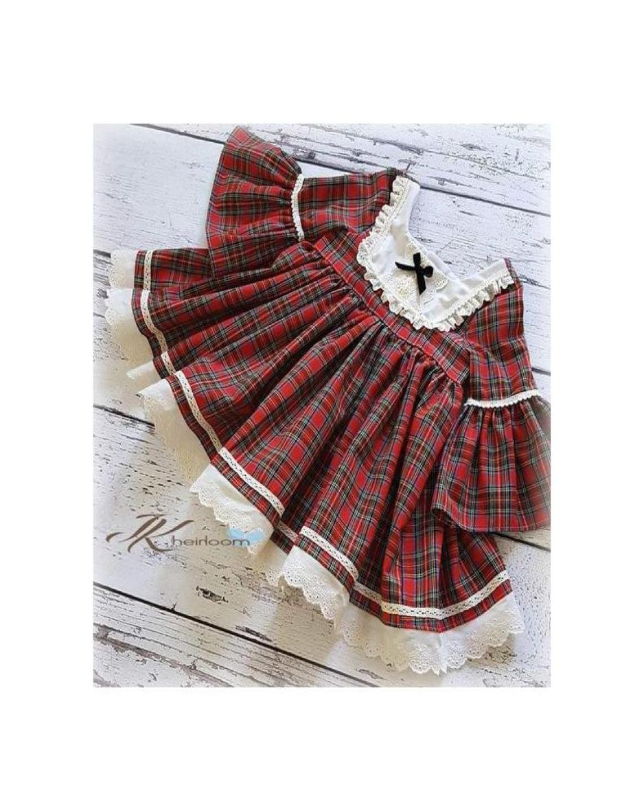 

Girl039s Dresses Baby Christmas Dress For 2023 Toddler Kid Girls Lace Ruffles Bowknot Plaid Print Flare Girl Princess Year Part4994170, Red