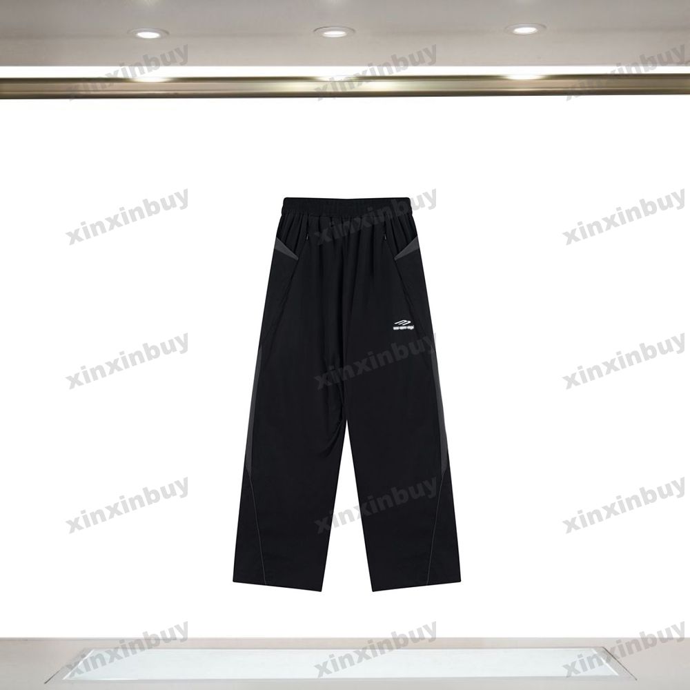 

xinxinbuy Men women designer pant Panelled paris letter print pocket Spring summer Casual pants blue gray S-XL, 01