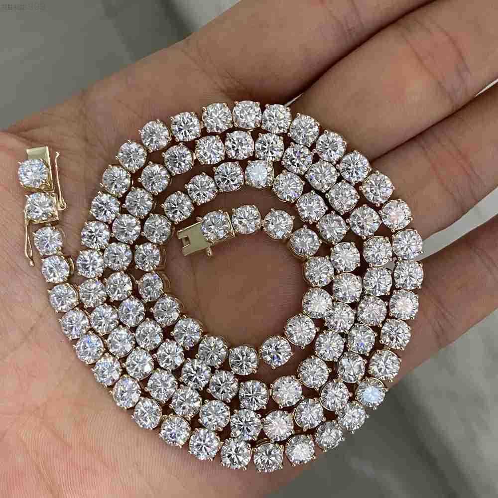 

Hq Gems Hip Hop Jewelry 20 Inch 5mm 925 Sterling Silver Iced Out Moissanite Diamond Tennis Necklace