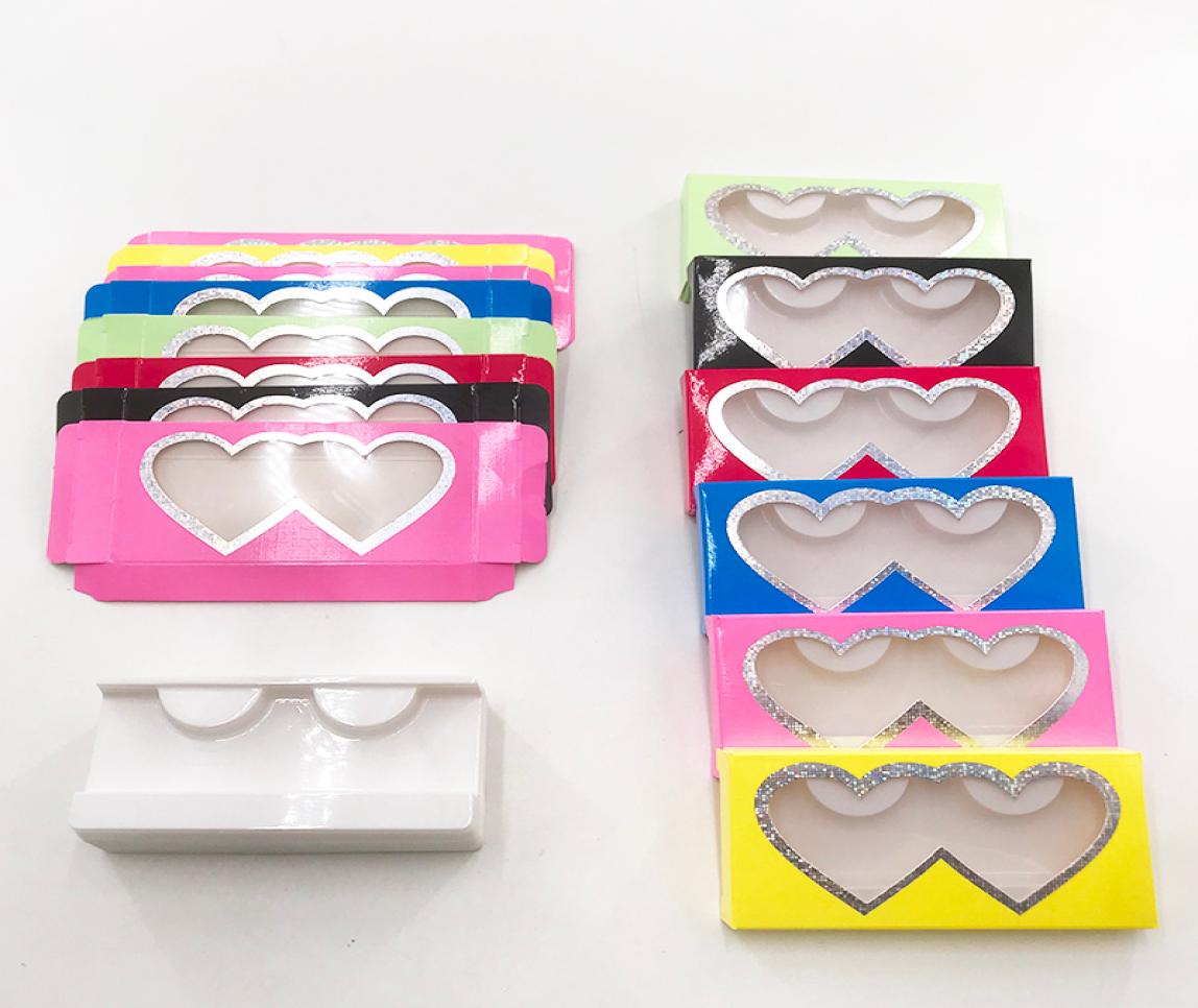 

Cheap Soft Lash Box Colorful Heart Eyelash Case For 8mm27mm Full Strip Mink Eyelashes Custom package7476874