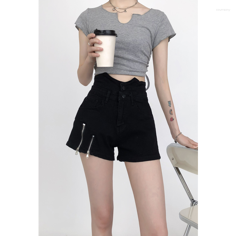 

Women' Shorts 2023 Style Sense Of Design Zipper Large Size Black Denim Women' High Waist Appear Thin Temperament A-word Pants