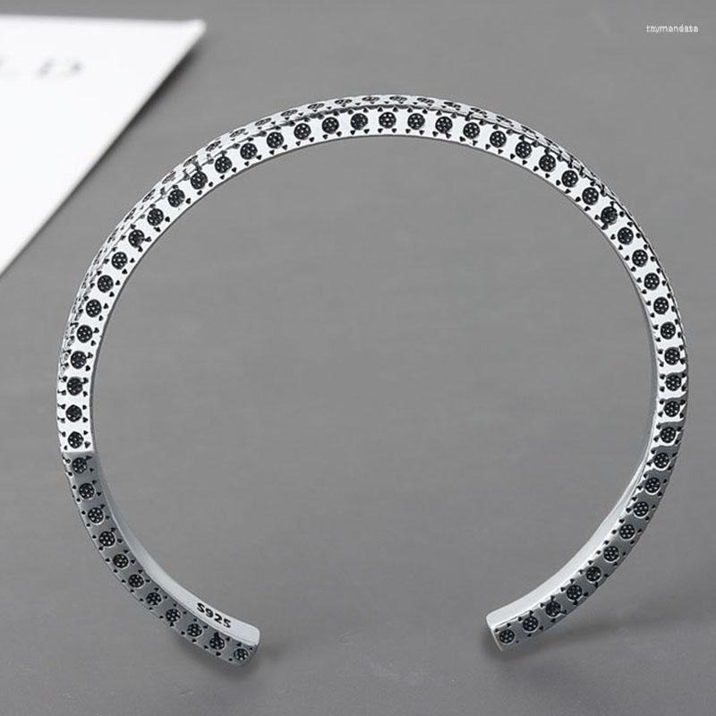 

Bangle MEYRROYU Silver Color 2023 Bohemian Style Round Pattern For Women Unique Square Opening Jewelry Double Present Raym22