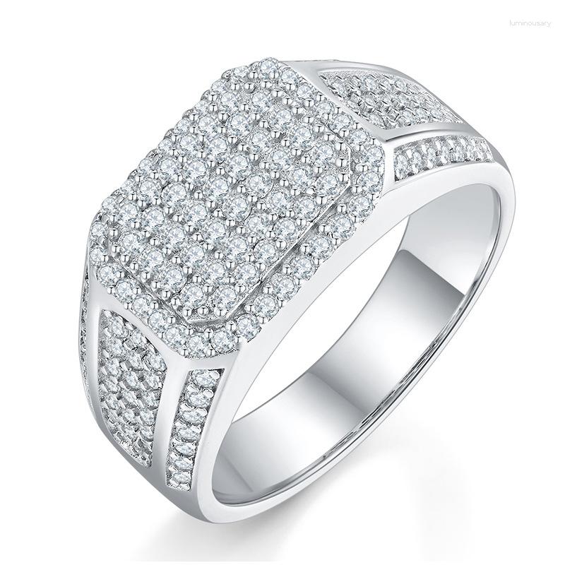

Cluster Rings BOEYCJR S925 Sterling Silver D Color Moissanite VVS1 Total 1.2ct Wedding Diamond Ring For Men