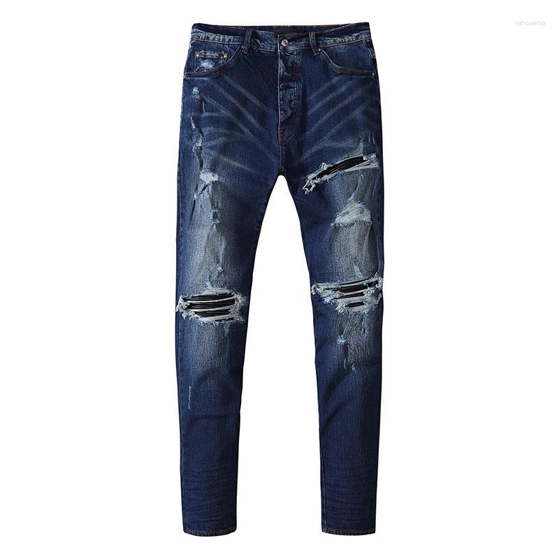 

Men's Jeans Men Ready To Wear Denim Skinny Slim Super Stretch Distressed Ripped Distressing Trousers Destroyed Holes Pant