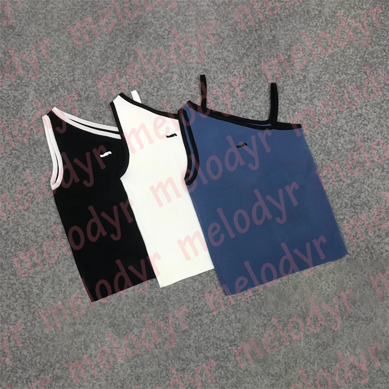 

Sexy Crop Top Fashion Designer Sling Knitted Vest High Elastic Women Irregular Casual Knit Tank, Blue