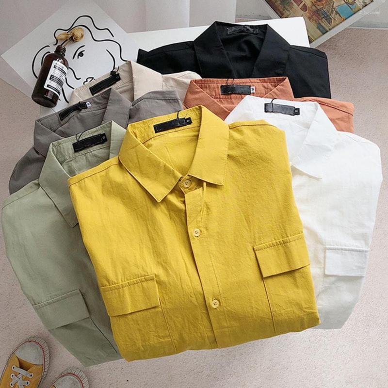 

Men's Casual Shirts Shirt Flap Pockets Work Simple Cargo Top, White