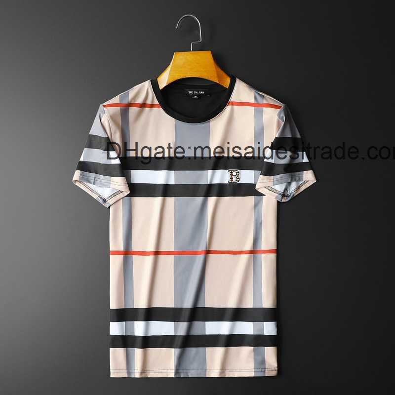 

AAAAA Designer Luxury T-shirt Bur Brand Fashion Brand Men's Embroidered Short Sleeve T-shirt Summer Cool Silk Cotton Half Sleeve T-shirt for Men, Khaki