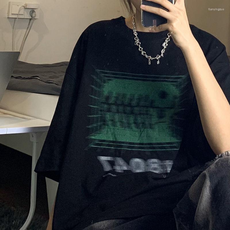 

Men's T Shirts Goth Women's T-shirt Short-sleeved Tshirt Summer Harajuku Grunge Print Aesthetic Top Punk Streetwear Female Shirt Clothes, Black