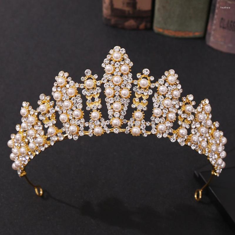 

Hair Clips KMVEXO 2023 Baroque Pearls Crystal Bridal Veil Tiaras Crowns Rhinestone Pageant Diadem Headbands Wedding Accessories