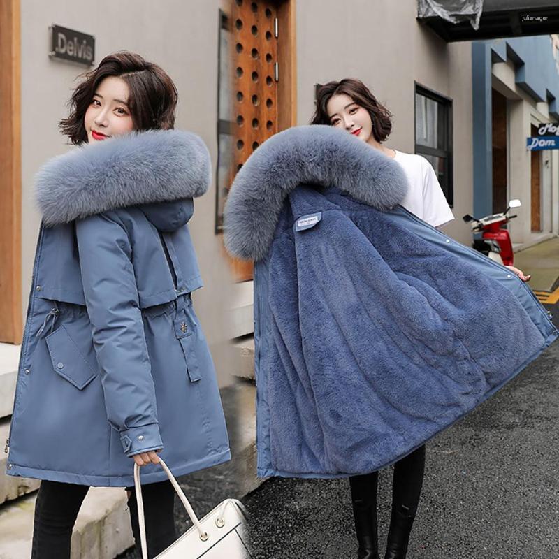 

Women's Trench Coats 2023 Fashion Long Winter Coat Oversized Women Clothes Wool Liner Hooded Parkas Slim With Fur Collar Warm Jacket, Khaki