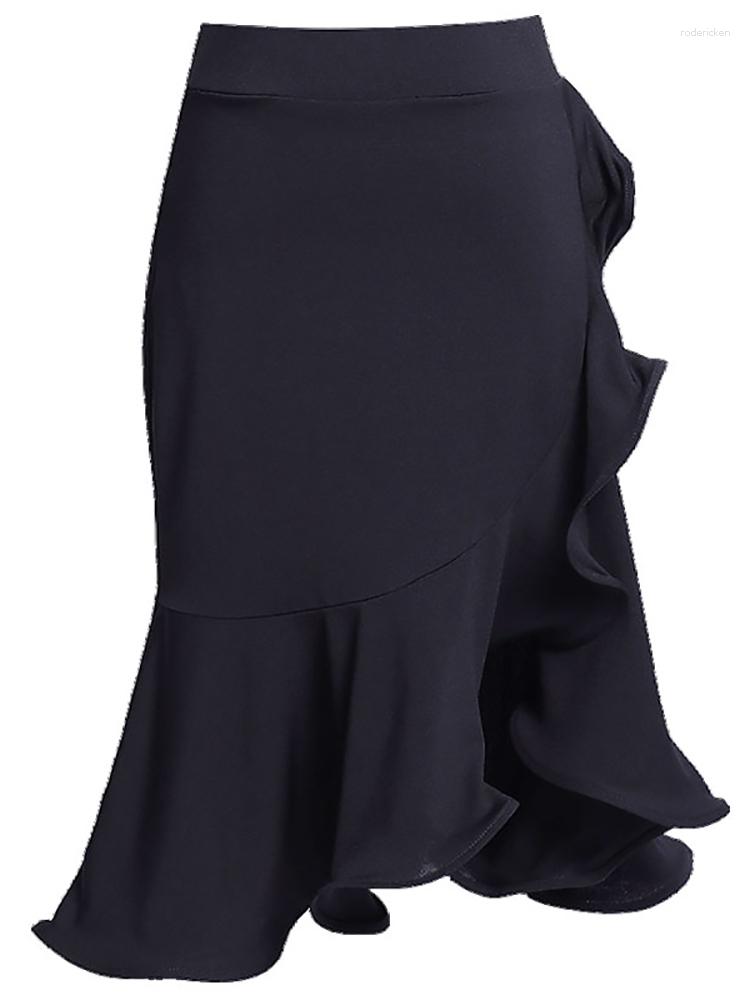 

Stage Wear Woman Latin Dance Skirt Lotus Leaf Clothing Open Fork Practice Suit With Underpant, White