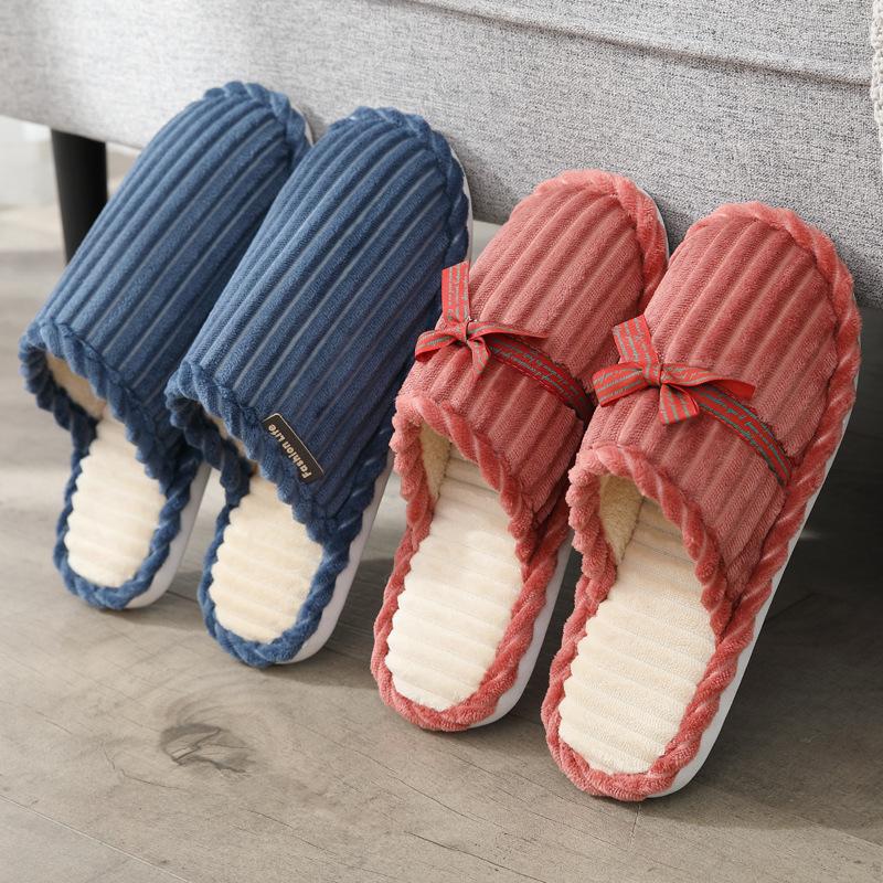 

Slippers Winter Spring And Autumn Women's Home Household Couple Floor Linen Indoor Four Seasons, Wine red