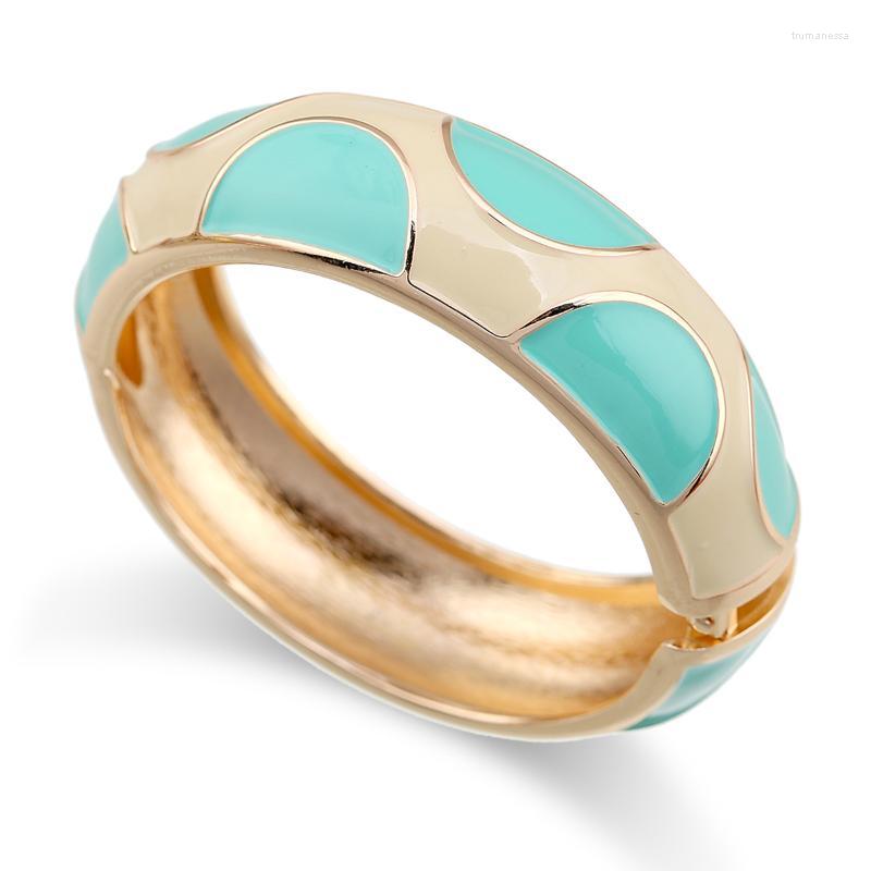 

Bangle Arrived Double Colors Bracelet Enamel For Women Girls Gold Plated Round Statement Cuff Fashion BraceletBangle Raym22