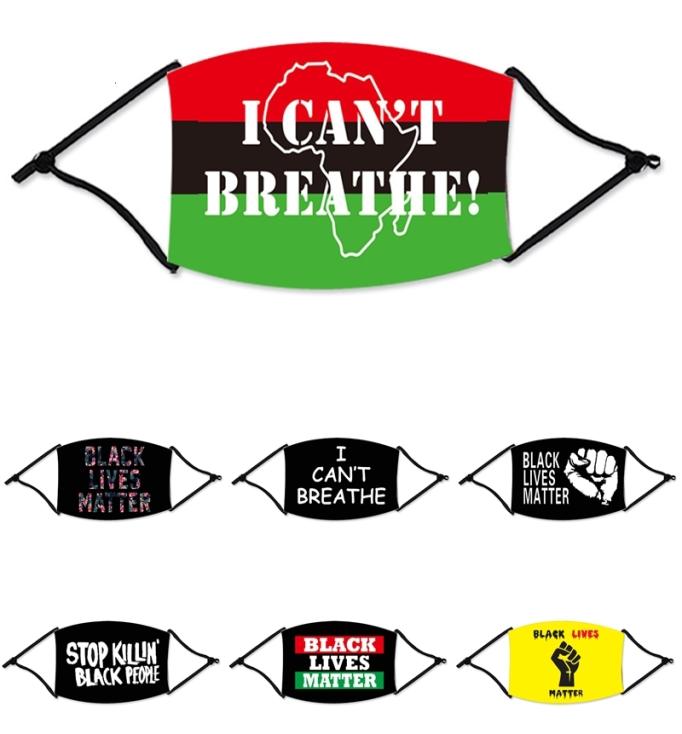 

I Cant Breathe designer Face Facemask Cloth Washable BLM Black Lives Matter Cotton Mask with filter6192983