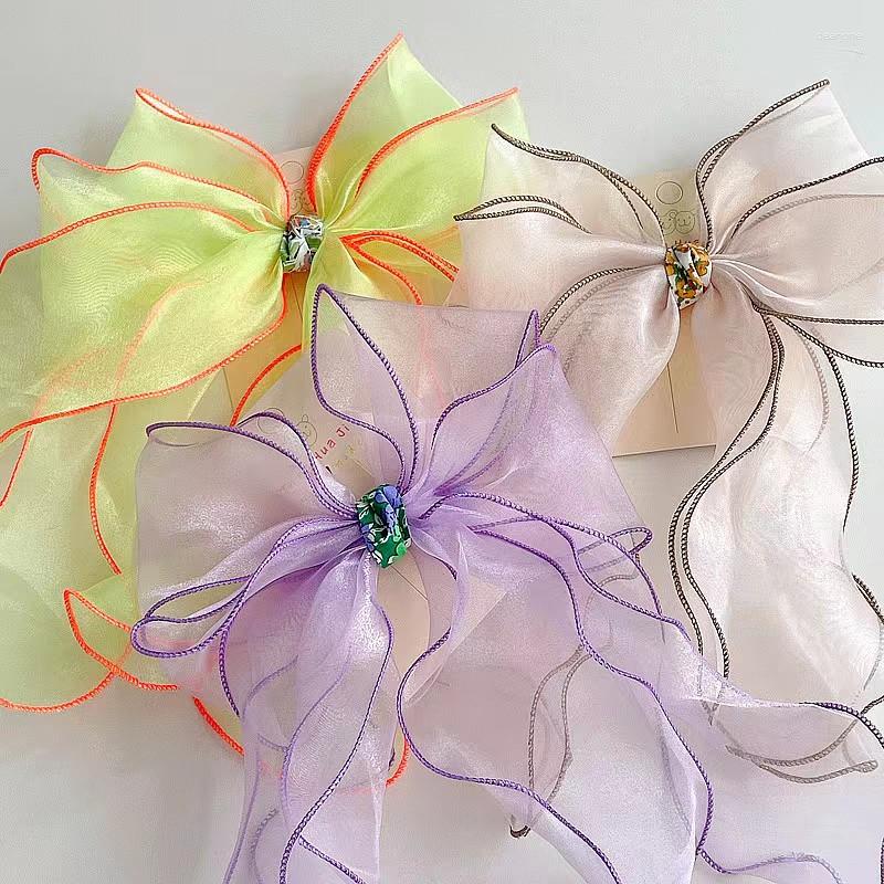 

Hair Accessories 12Pcs/Lot Big Yarn Bow Clip Sweet Organza Oversized Long Ribbon Hairpins Women Girls Fashion Headdress, Mixed colors