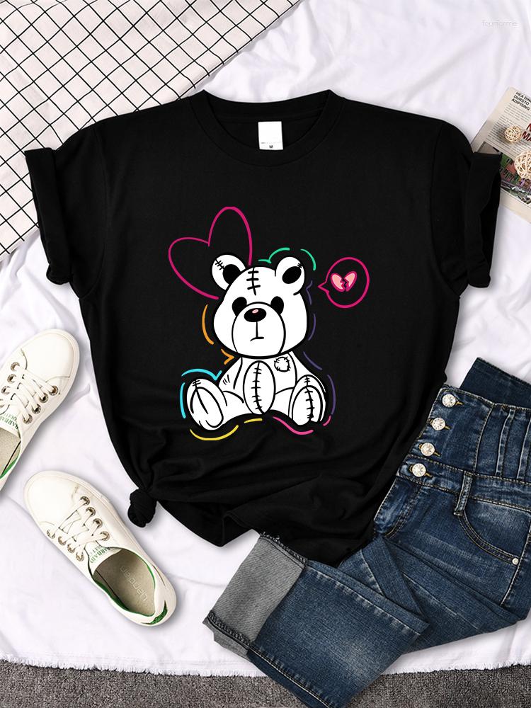 

Women' T Shirts Broken Teddy Bear Puppet Prints T-Shirts Short Sleeve All-Matchclothes Hip Hop Creativity Tshirts Soft Casual, Pink