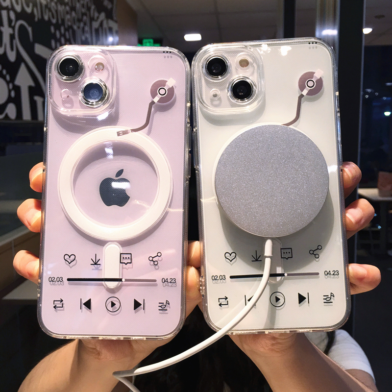 

Music Player Magsafe Magnetic Wireless Charging Phone Case For iPhone 14 Pro Max 13 12 11 14 Plus Clear Soft Shockproof Cover