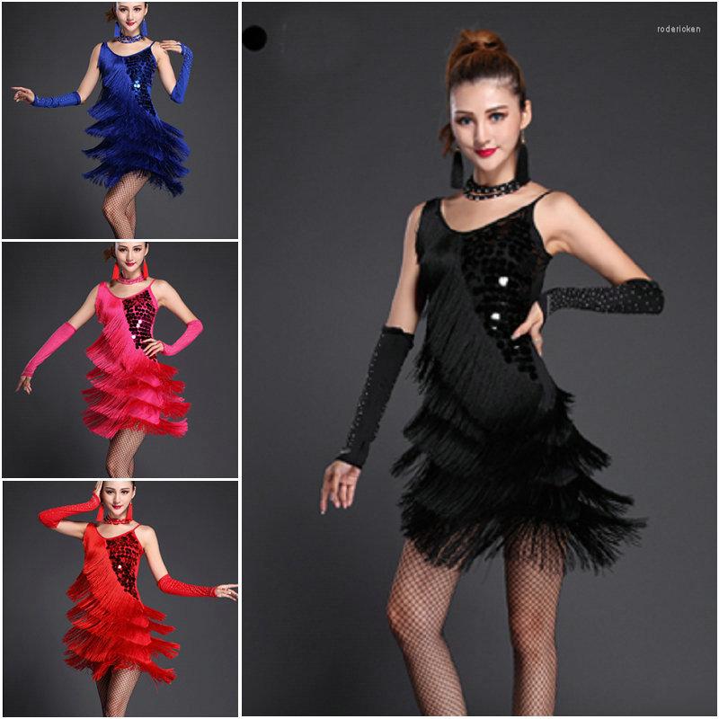 

Stage Wear Adults Girls Sexy Latin Dress Party Dance Dresses 4 Colors, Black
