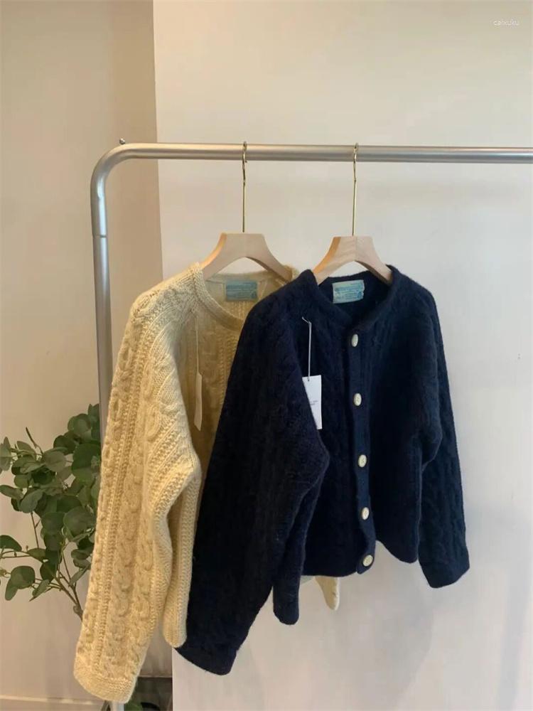 

Women' Jackets Early Autumn 2023 Women' Wear High Grade Unique Design Small Crowd Black Fried Dough Twists Knitted Cardigan Coat, Black knitwear