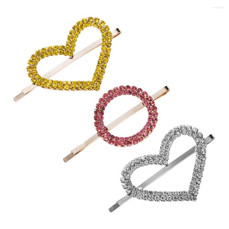 

Hair Clips 3pcs/set Rhinestone Barrettes Set Luxury Heart Pin Crystal Hairpins Woman Accessories Trendy Fashion Jewely