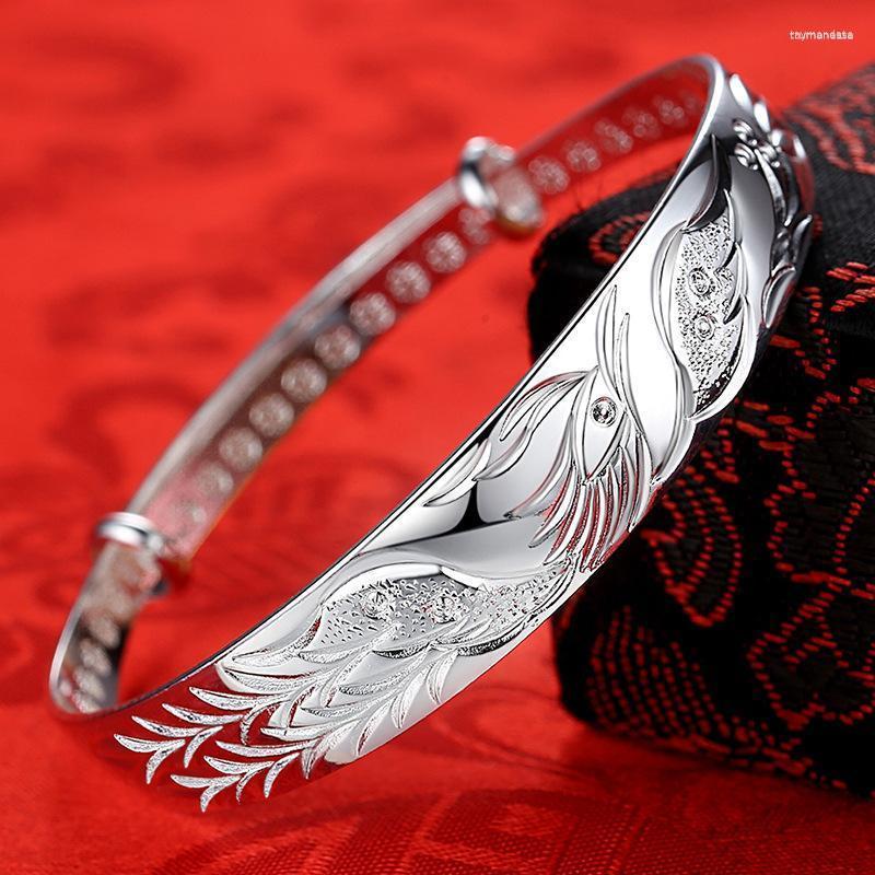 

Bangle Fashion Silver Color Noble Phoenix Bracelets Bangles For Women Gifts Classic Party Wedding Designer Jewelry Adjustable Raym22