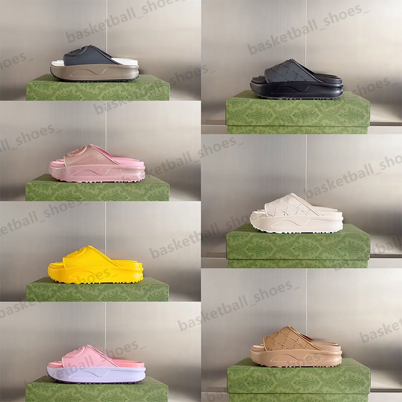 

2023 Beach Waterproof Platform Slippers Double Rubber Macaron Platform Sandals Sliders Men Womens Heel Shoes Size 35-46, Colour 24