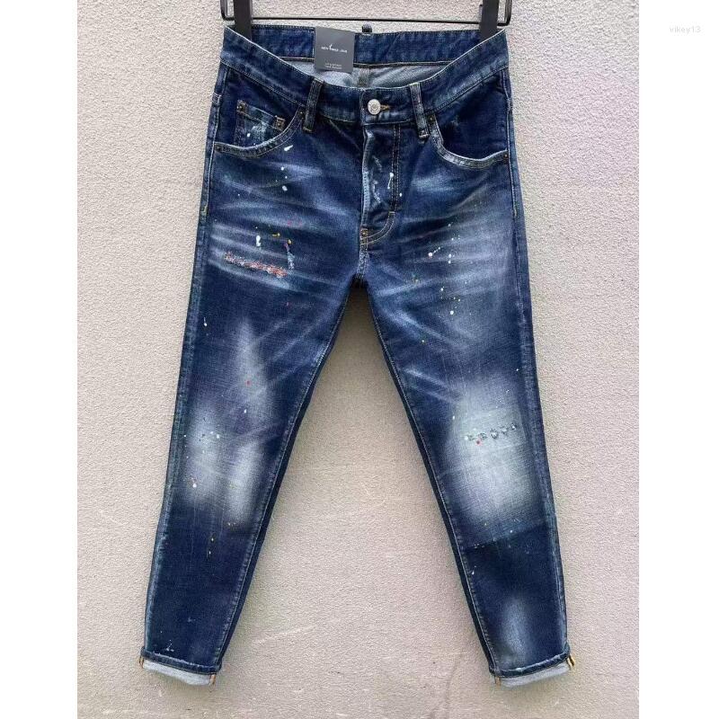 

Men's Jeans Men's Trendy Casual High Street Wear Cotton Denim Fabric Pants Letter Skinny Hole 111#, 111