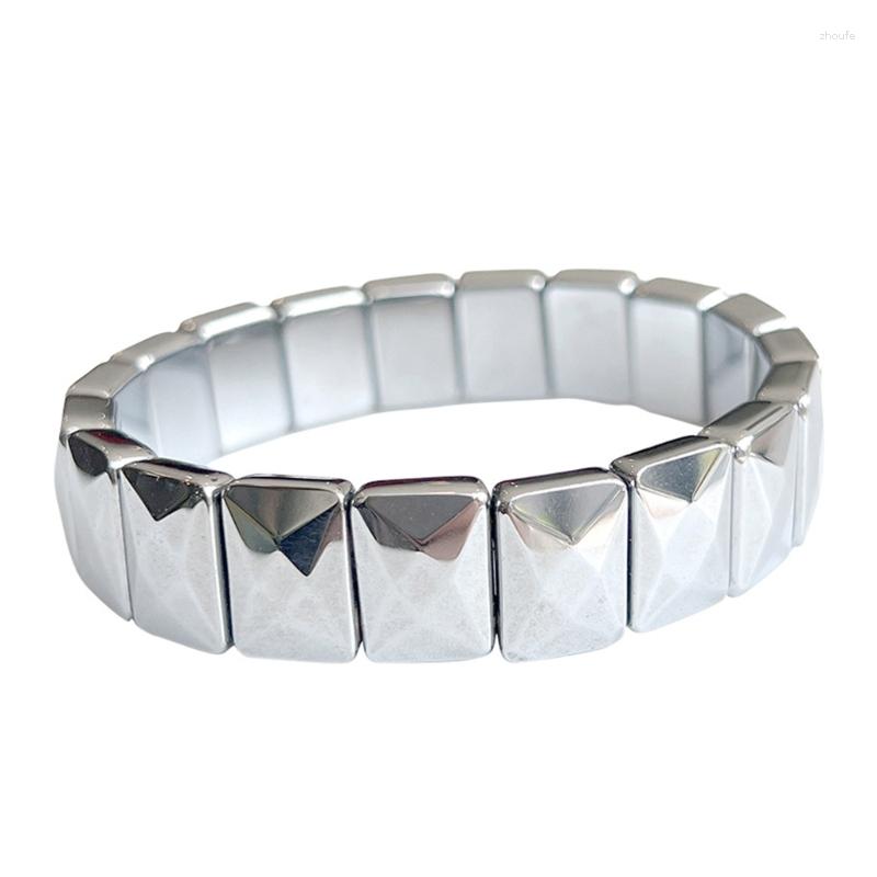 

Charm Bracelets Natural Terahertz Stone Bracelet For Women Men Energy Beads Wristband Beauty Gift Gemstone-Jewelry Wave-Bangle