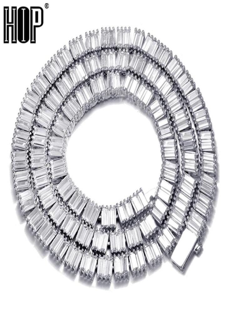 

Hip Hop 4MM Cuban Square Baguette CZ Tennis Chain Bling Iced Out Copper Cubic Zirconia Necklace For Men Women Jewelry3412778