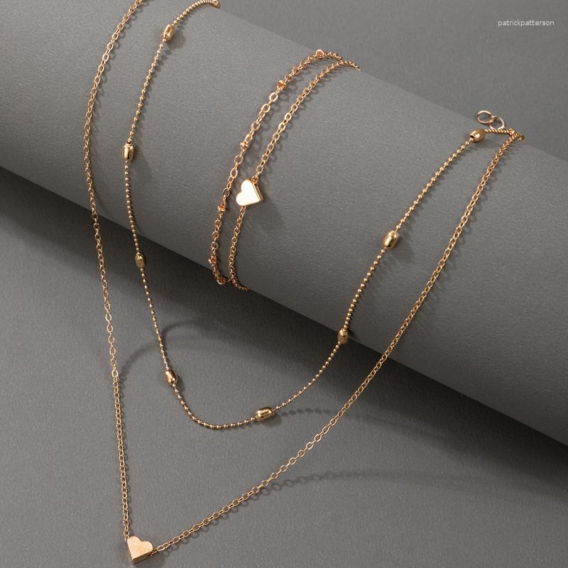 

Pendant Necklaces Fashion Heart Necklace Simple Bead Bracelet Jewelry Sets For Women Adjustable Wedding Party 18299