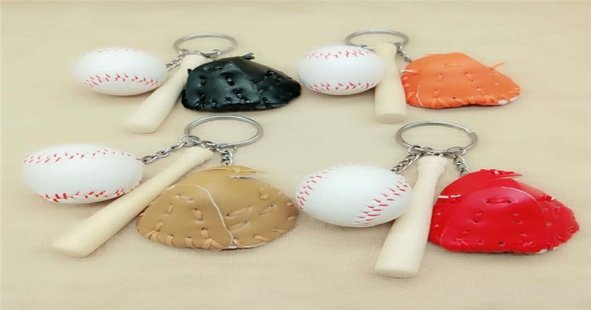 

Baseball keychain New Mini Threepiece Baseball glove wooden bat keychain sports Car Key Chain Key Ring Gift For Man Women wholesa2447693
